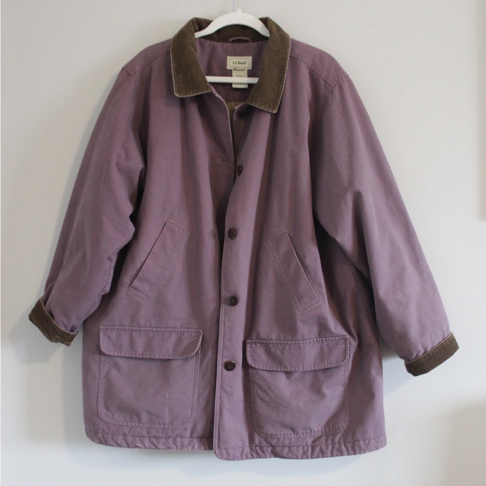 Vintage L.L. Bean Women’s Barn Chore Coat, Corduroy Purple XL Quilt Lined